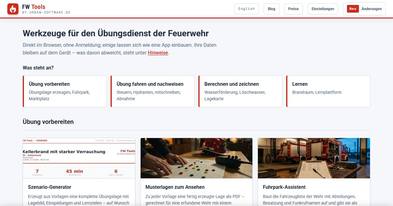 Startseite von fw-tools.de